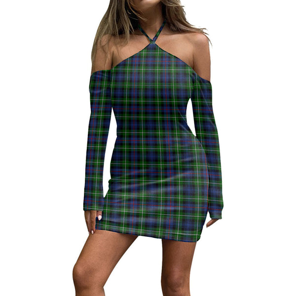 MacKenzie Modern Tartan Plaid Halter Lace-up Dress