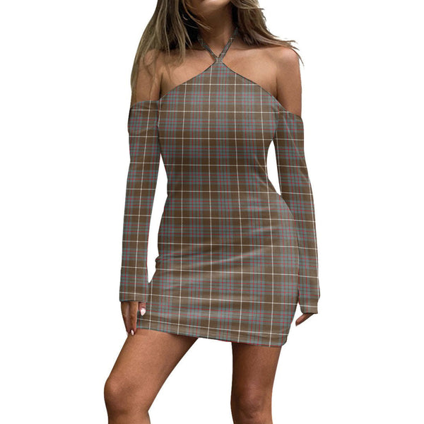 MacIntyre Hunting Weathered Tartan Plaid Halter Lace-up Dress