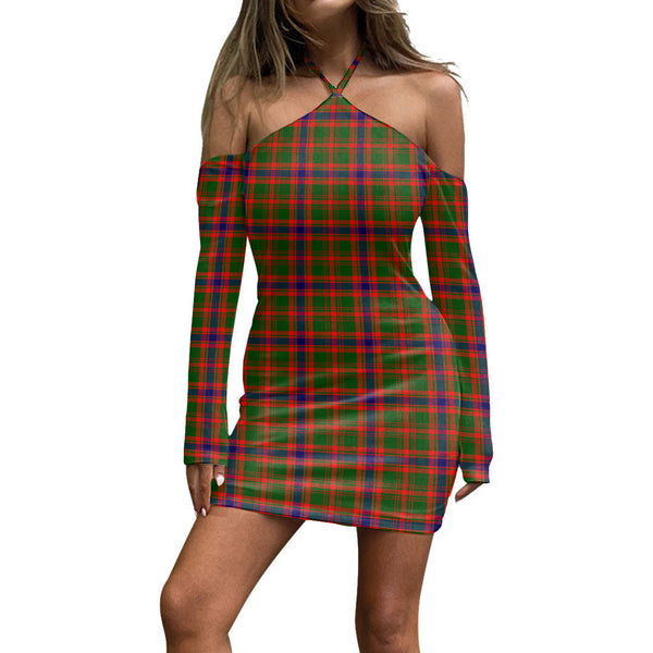 Nithsdale District Tartan Plaid Halter Lace-up Dress