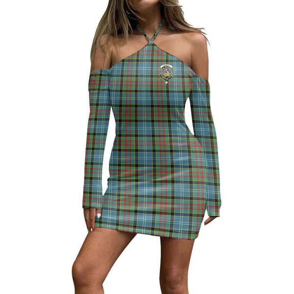 Paisley District Tartan Crest Halter Lace-up Dress