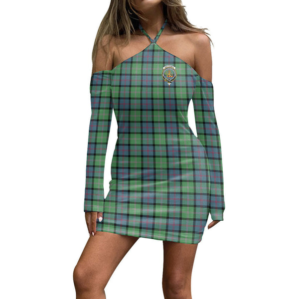 MacThomas Ancient Tartan Crest Halter Lace-up Dress