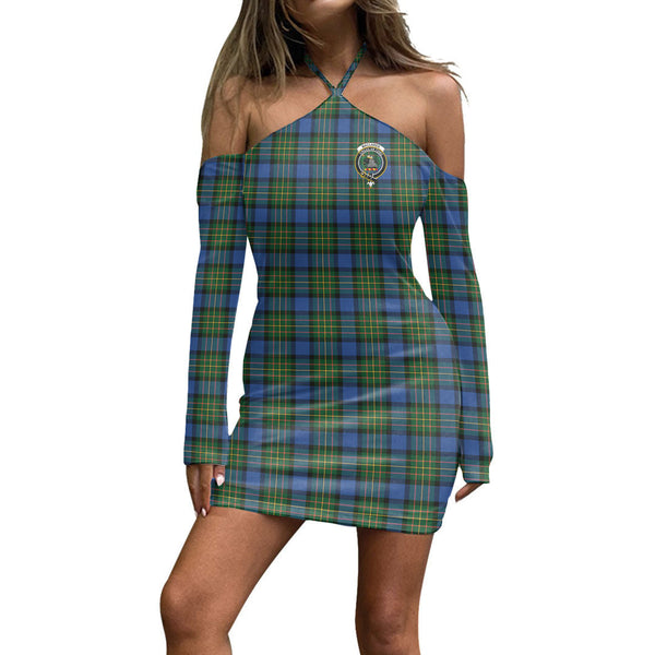 MacLaren Ancient Tartan Crest Halter Lace-up Dress