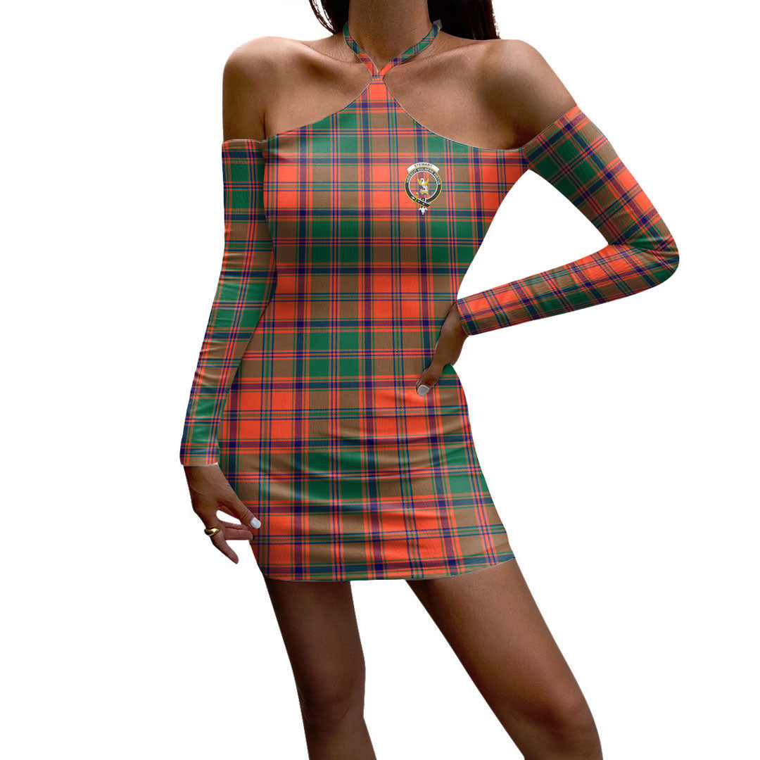 Stewart of Appin Ancient Tartan Crest Halter Lace-up Dress