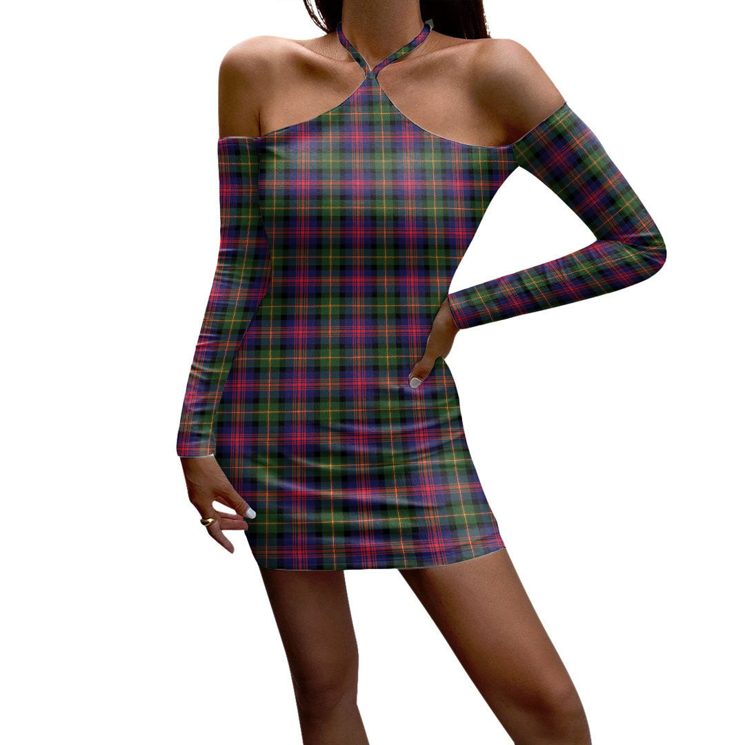 Logan Modern Tartan Plaid Halter Lace-up Dress