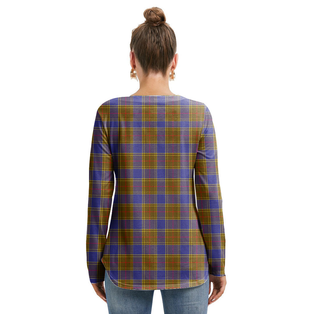 Balfour Modern Tartan Plaid Long Sleeve Neckline Tie Sweatshirt