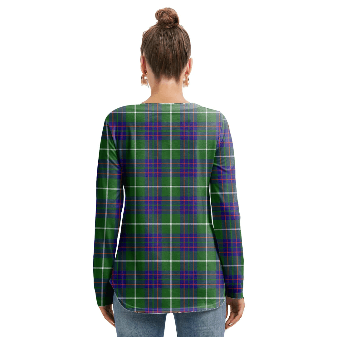 MacIntyre Hunting Modern Tartan Crest Long Sleeve Neckline Tie Sweatshirt