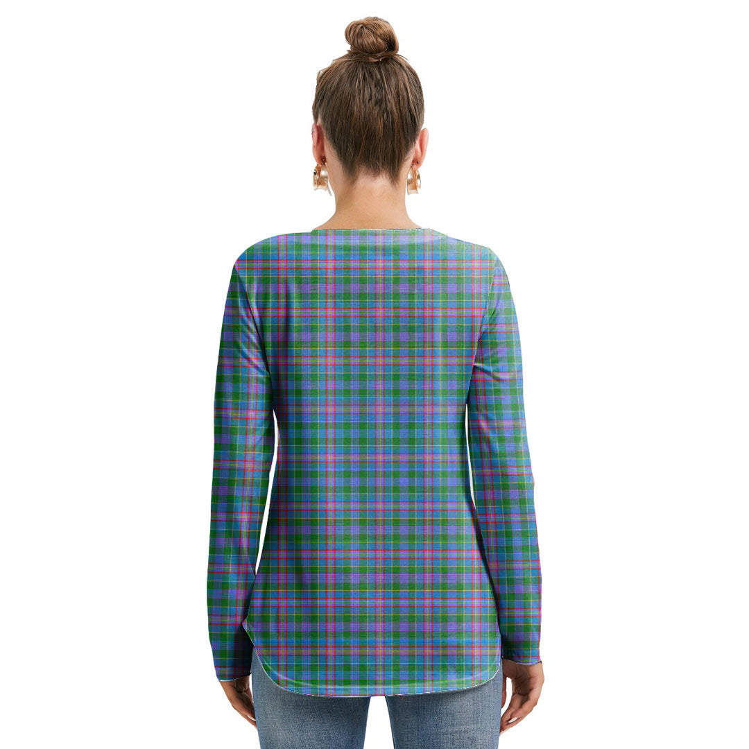 Pitcairn Hunting Tartan Crest Long Sleeve Neckline Tie Sweatshirt