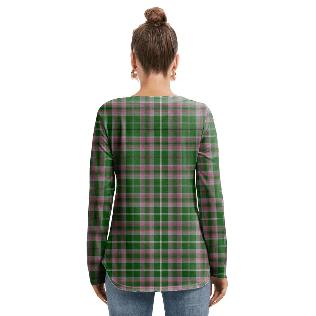 Gray Hunting Tartan Plaid Long Sleeve Neckline Tie Sweatshirt