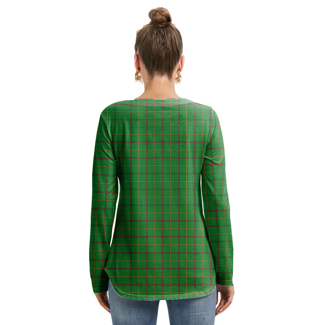 Tribe of Mar Tartan Plaid Long Sleeve Neckline Tie Sweatshirt