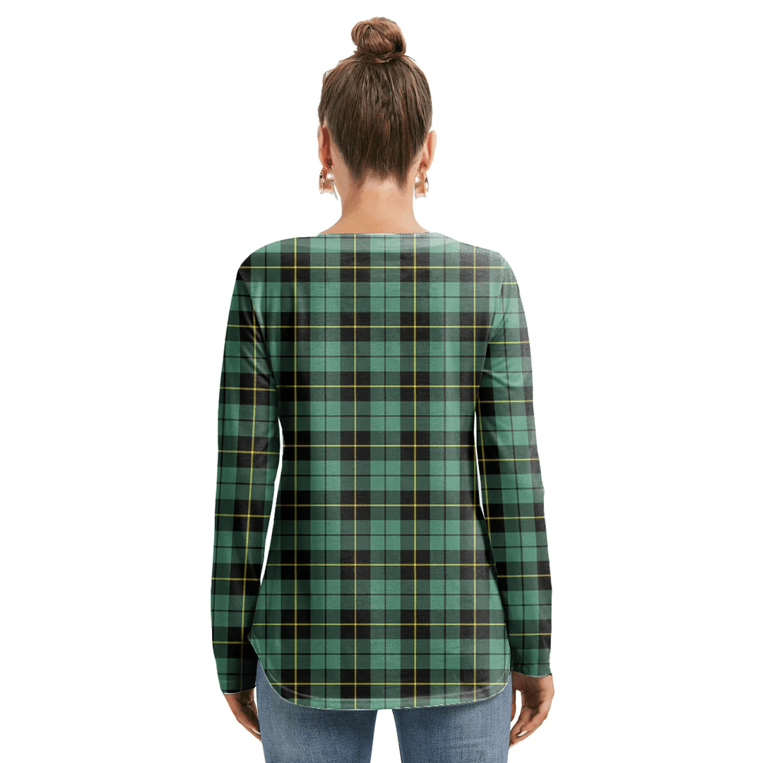 Wallace Hunting Ancient Tartan Crest Long Sleeve Neckline Tie Sweatshirt