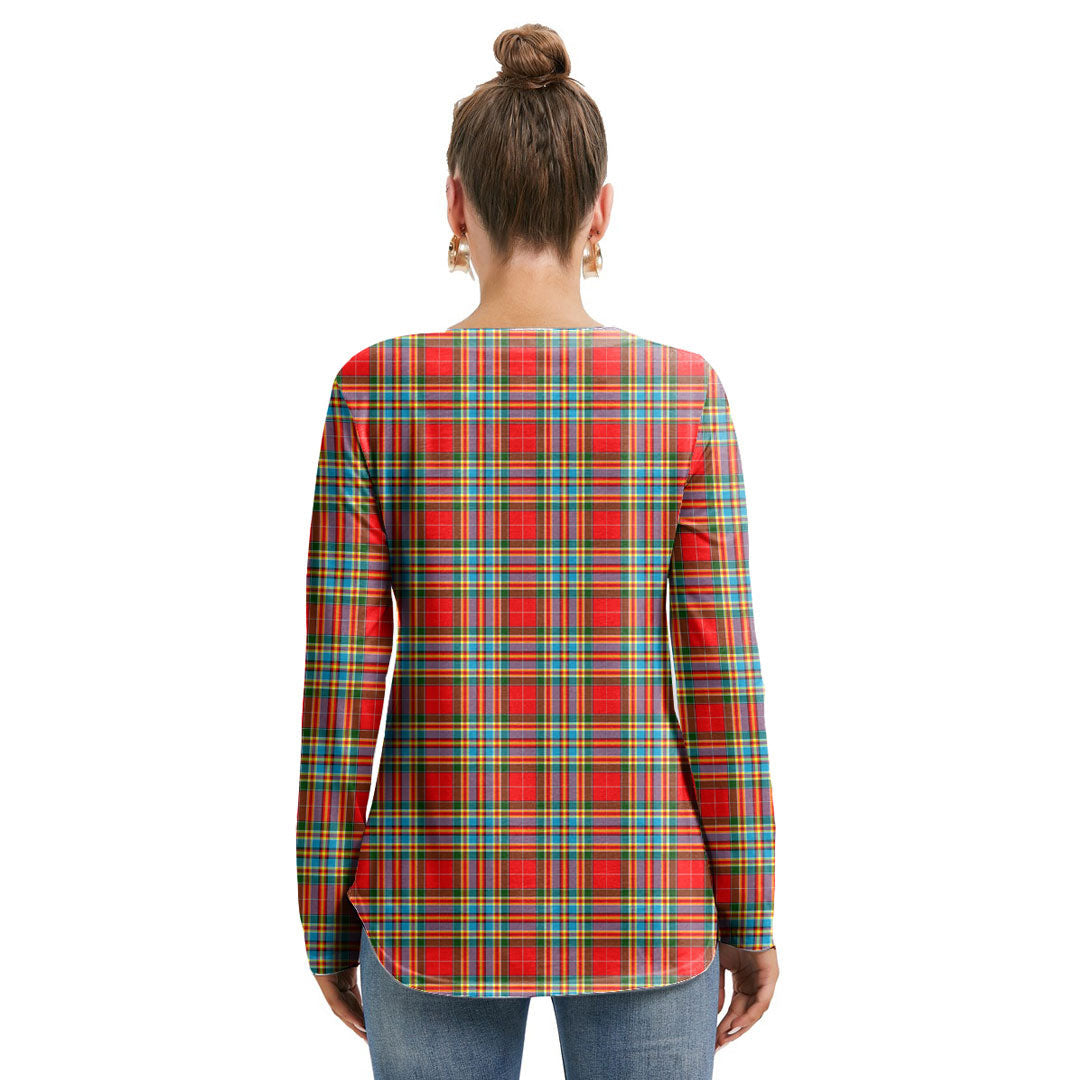 Chattan Tartan Plaid Long Sleeve Neckline Tie Sweatshirt