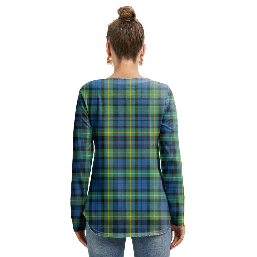 Gordon Ancient Tartan Plaid Long Sleeve Neckline Tie Sweatshirt