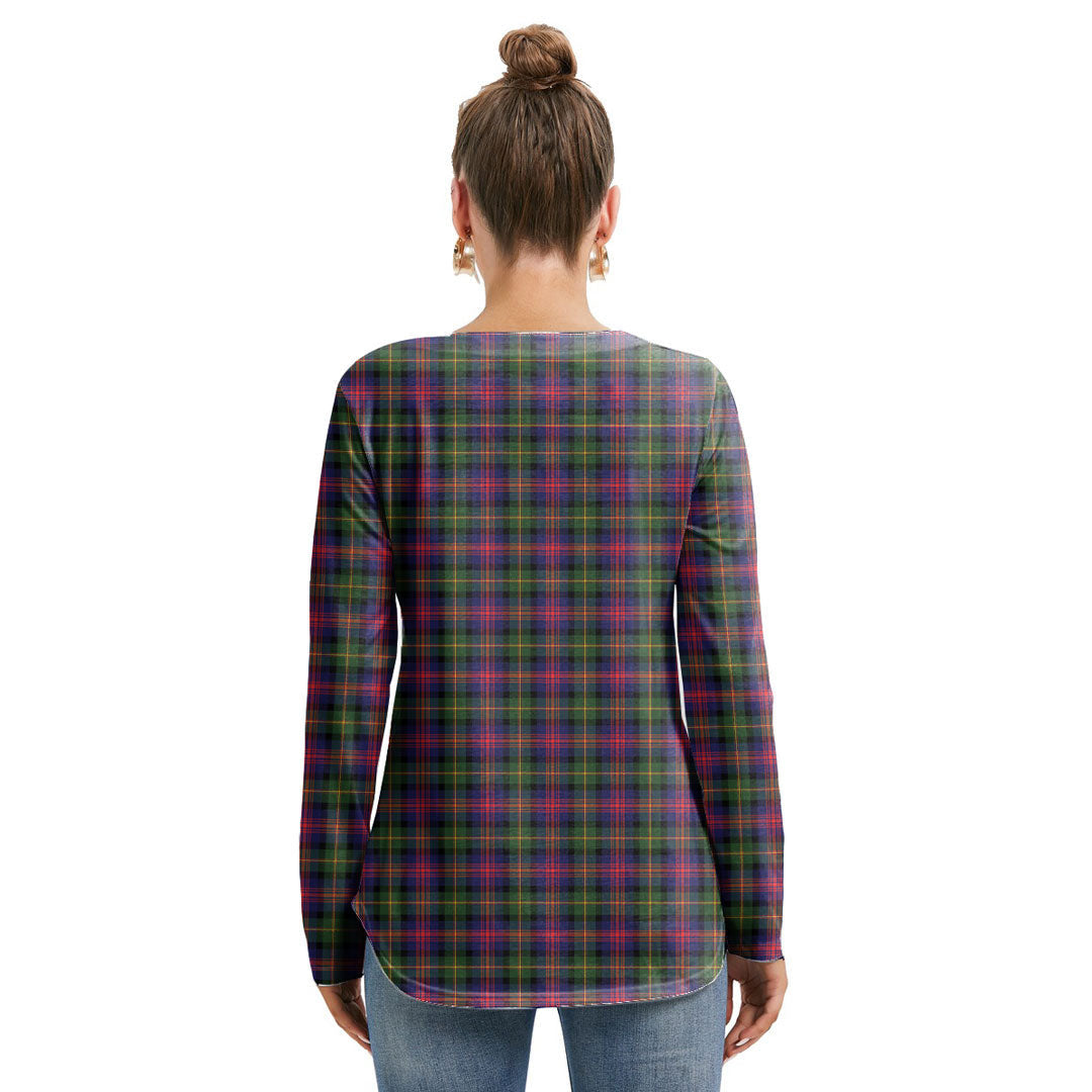 Logan Modern Tartan Plaid Long Sleeve Neckline Tie Sweatshirt