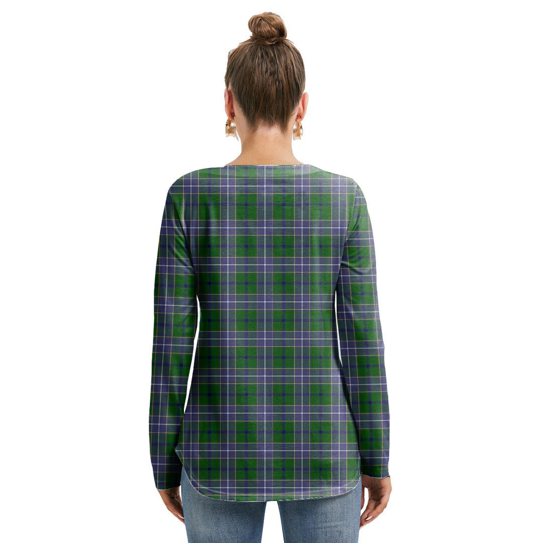 Wishart Hunting Modern Tartan Plaid Long Sleeve Neckline Tie Sweatshirt