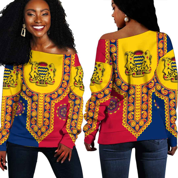 Chad Dashiki Off Shoulder Sweatshirt