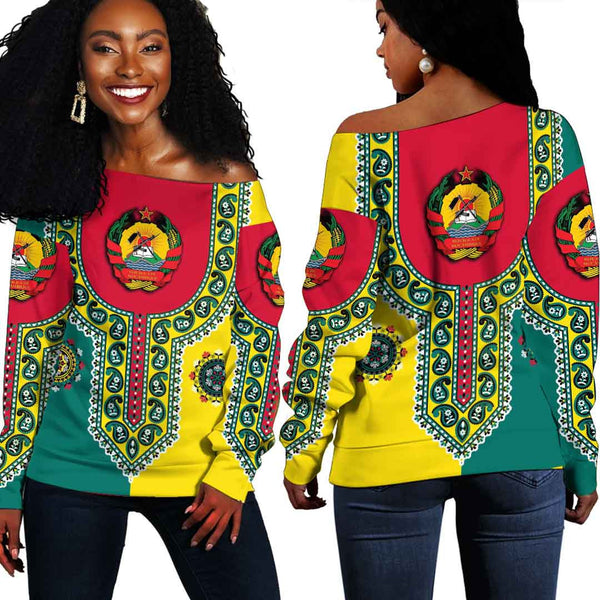 Mozambique Dashiki Off Shoulder Sweatshirt