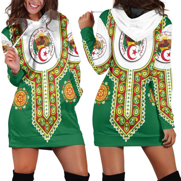 Algeria Dashiki Hoodie Dress