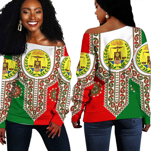 Somaliland Dashiki Off Shoulder Sweatshirt