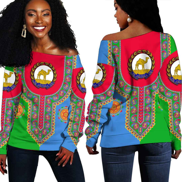 Eritrea Dashiki Off Shoulder Sweatshirt