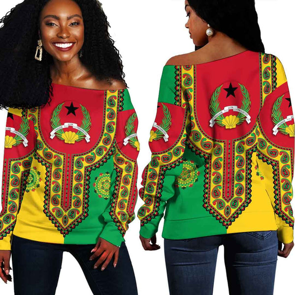 Guinea Bissau Dashiki Off Shoulder Sweatshirt