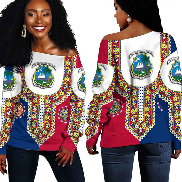 Liberia Dashiki Off Shoulder Sweatshirt