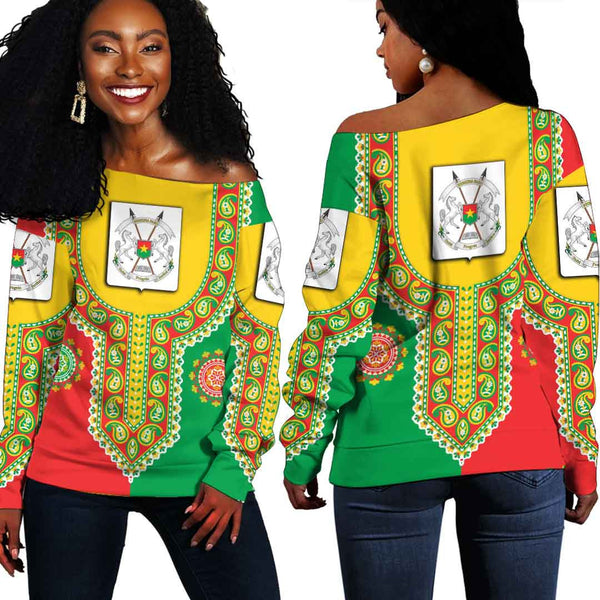 Burkina Faso Dashiki Off Shoulder Sweatshirt