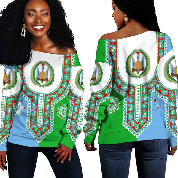 Djibouti Dashiki Off Shoulder Sweatshirt