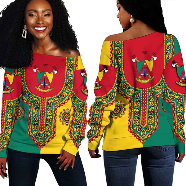 Cameroon Dashiki Off Shoulder Sweatshirt