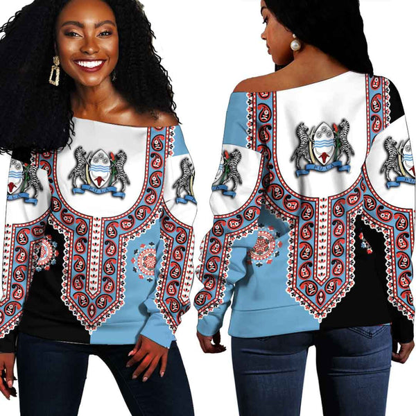 Botswana Dashiki Off Shoulder Sweatshirt