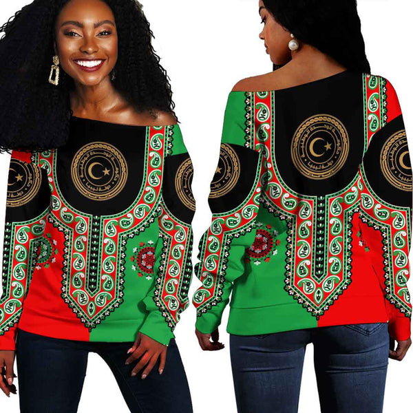 Libya Dashiki Off Shoulder Sweatshirt