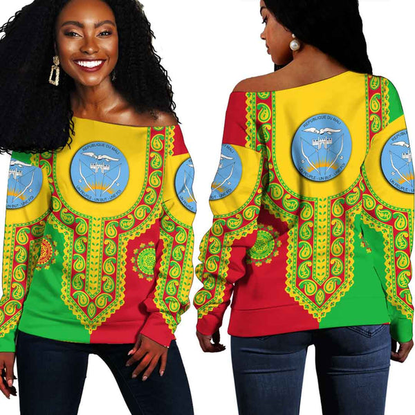 Mali Dashiki Off Shoulder Sweatshirt