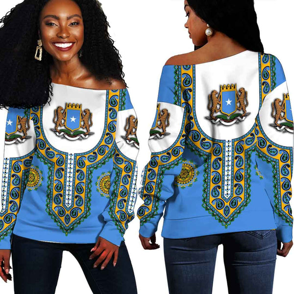 Somalia Dashiki Off Shoulder Sweatshirt