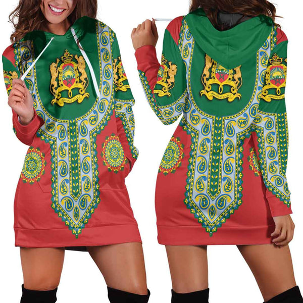 Morocco Dashiki Hoodie Dress