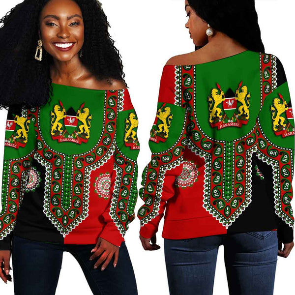 Kenya Dashiki Off Shoulder Sweatshirt