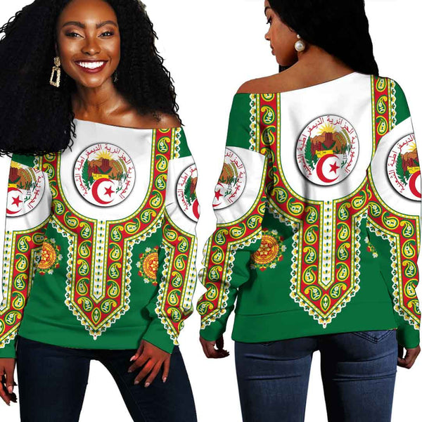 Algeria Dashiki Off Shoulder Sweatshirt