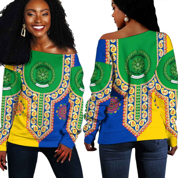 Comoros Dashiki Off Shoulder Sweatshirt