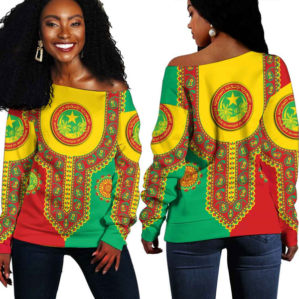 Mauritania Dashiki Off Shoulder Sweatshirt