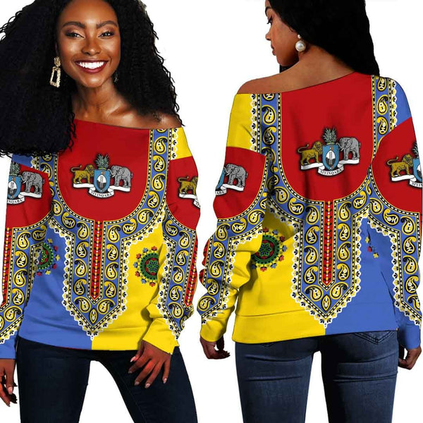 Eswatini Dashiki Off Shoulder Sweatshirt