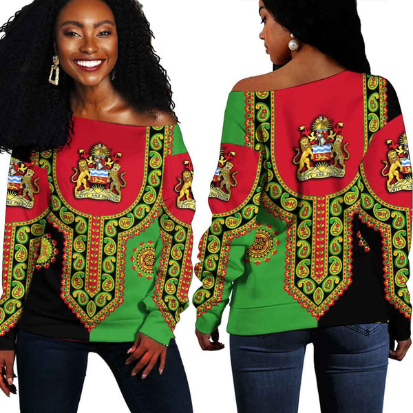 Malawi Dashiki Off Shoulder Sweatshirt