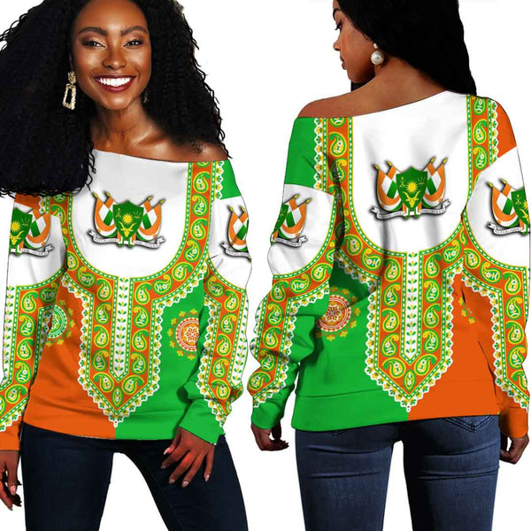 Niger Dashiki Off Shoulder Sweatshirt