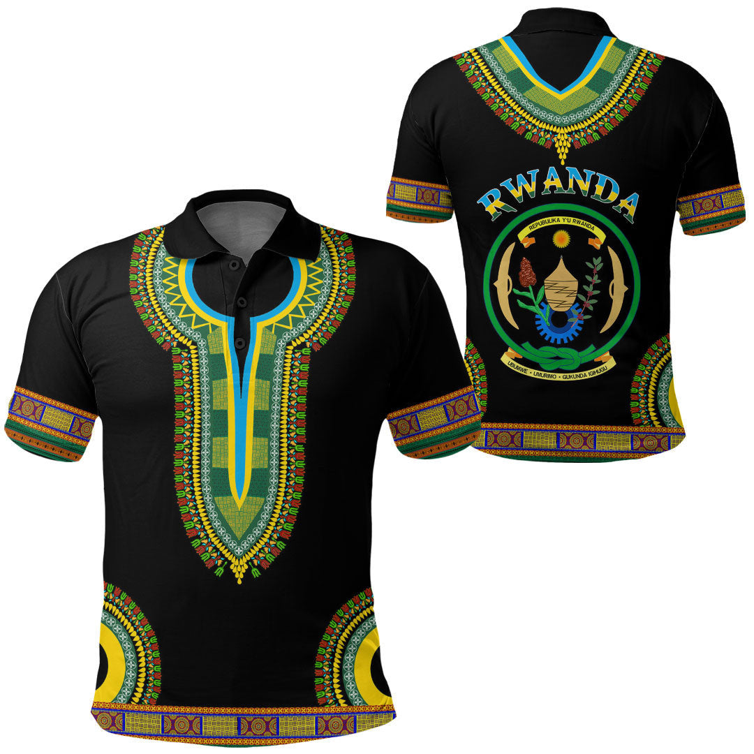 Rwanda Dashiki Polo Shirts