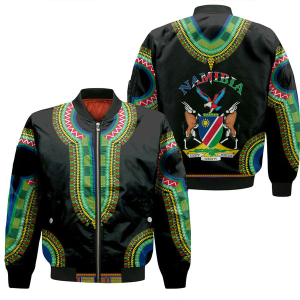 Namibia Dashiki Sleeve Zip Bomber Jacket