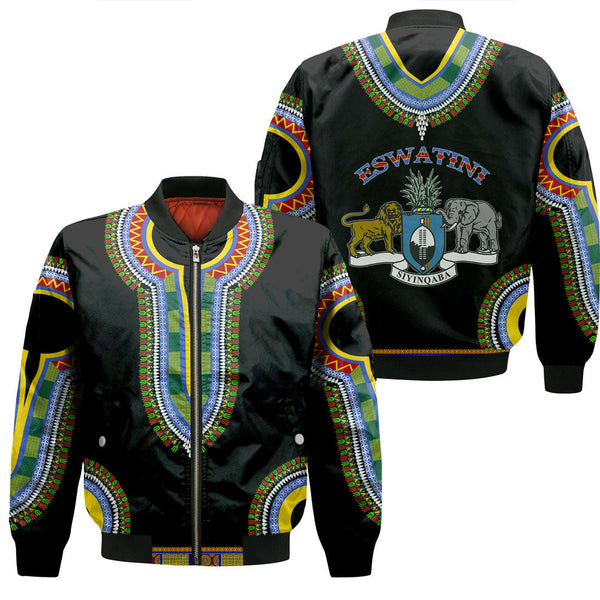 Eswatini Dashiki Sleeve Zip Bomber Jacket