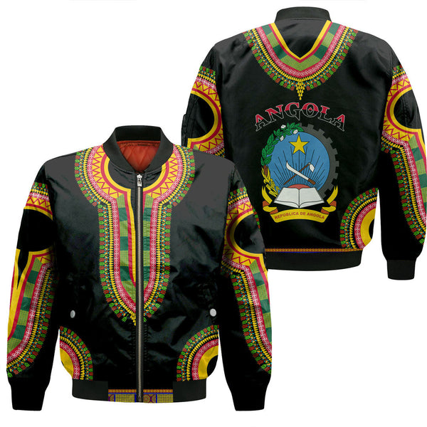 Angola Dashiki Sleeve Zip Bomber Jacket