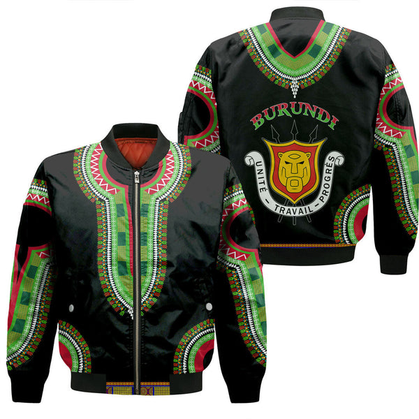 Burundi Dashiki Sleeve Zip Bomber Jacket