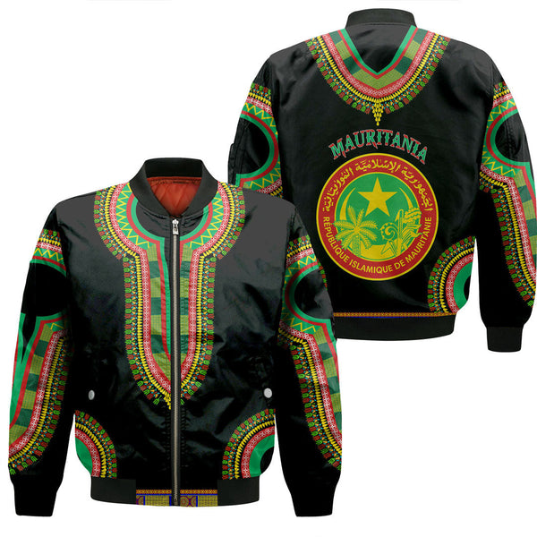 Mauritania Dashiki Sleeve Zip Bomber Jacket