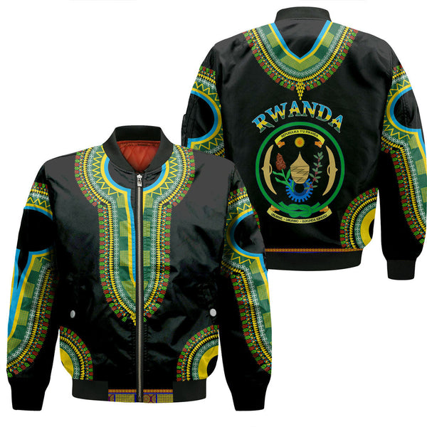 Rwanda Dashiki Sleeve Zip Bomber Jacket