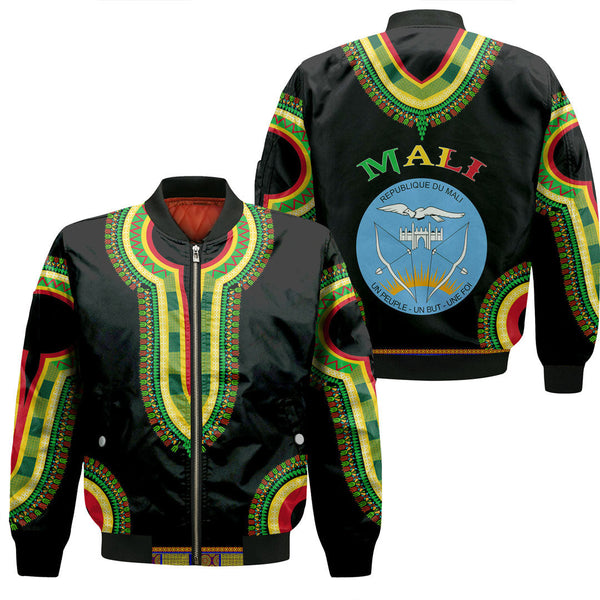 Mali Dashiki Sleeve Zip Bomber Jacket