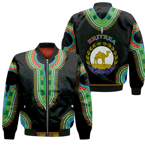 Eritrea Dashiki Sleeve Zip Bomber Jacket