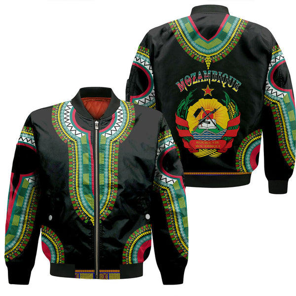 Mozambique Dashiki Sleeve Zip Bomber Jacket